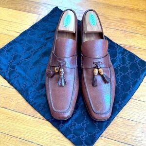 Vintage Gucci Brown Leather Bamboo Tassel Loafers Mens Size 9.5D (US 10)